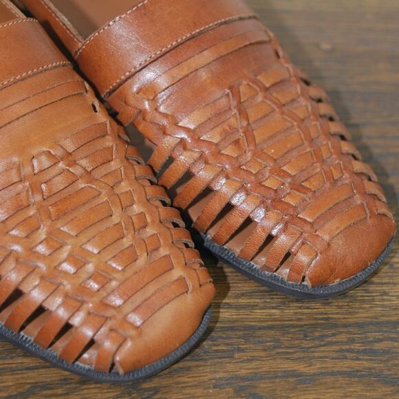 Drexlite Brynne Leather Woven Sling Back Mules Sandals - Picture 3 of 8